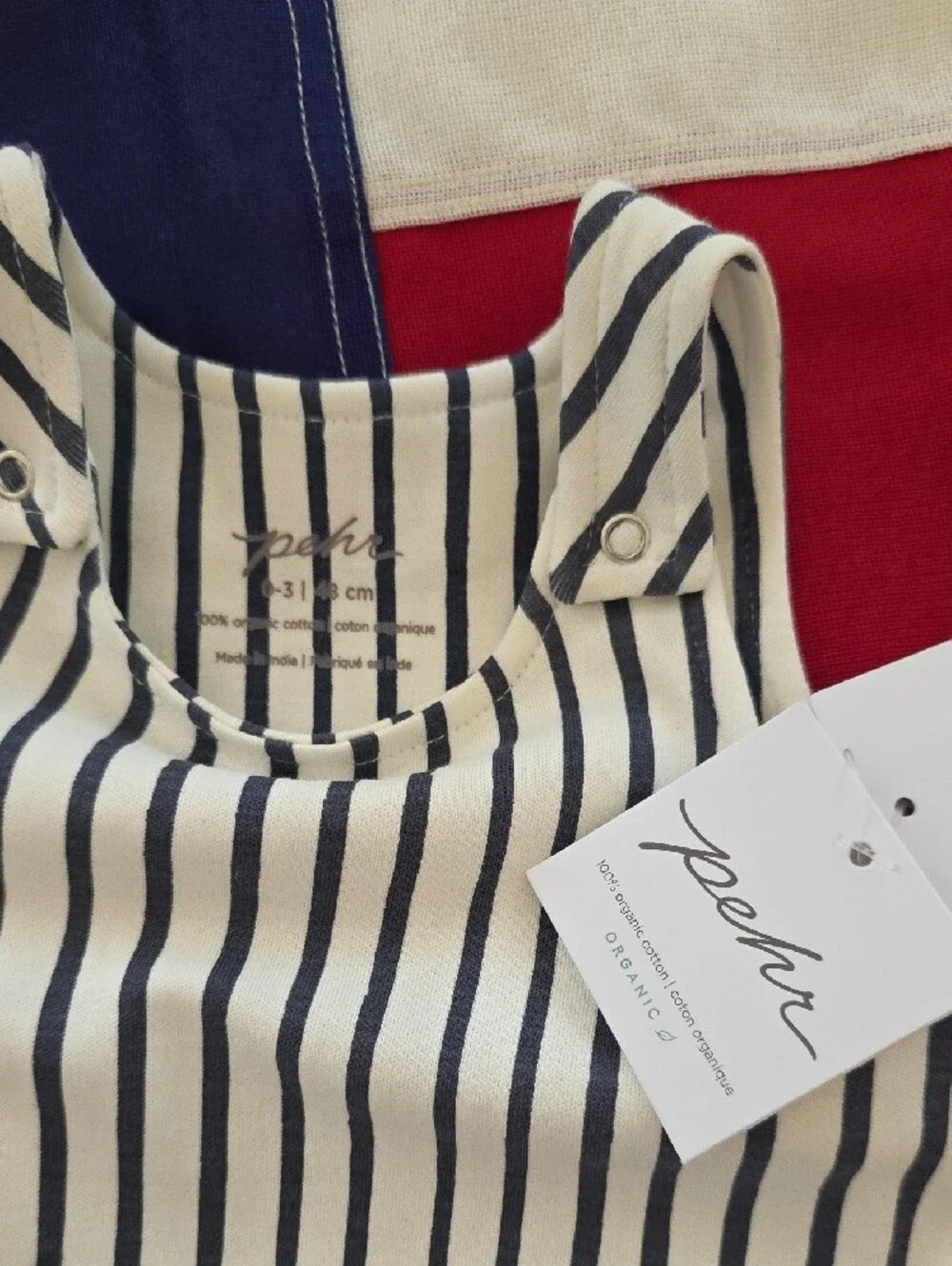 Pehr Navy & Cream Striped Baby Romper